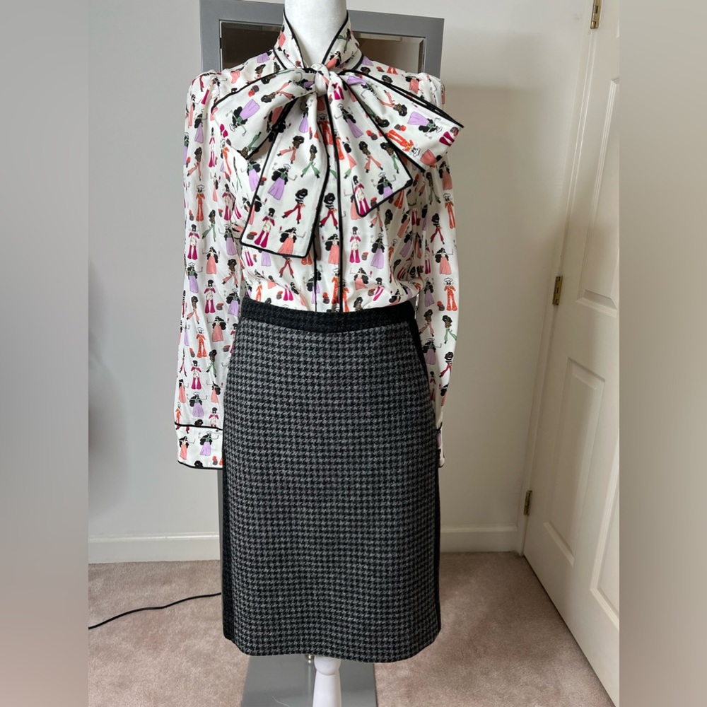 J. Crew Houndstooth Color Block Wool Skirt